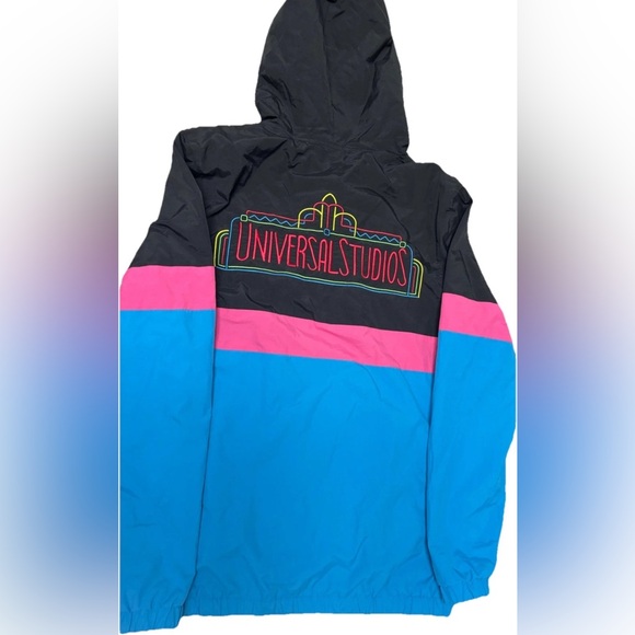 Universal Studios Nylon Windbreaker Adult Large Colorblock Full Zip Jacket Retro - Picture 2 of 13